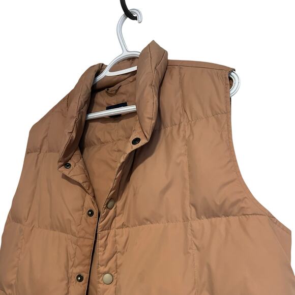 Lands’ End Down Puffer Vest Men’s Large – Tan Snap Button Lightweight - Picture 10 of 16